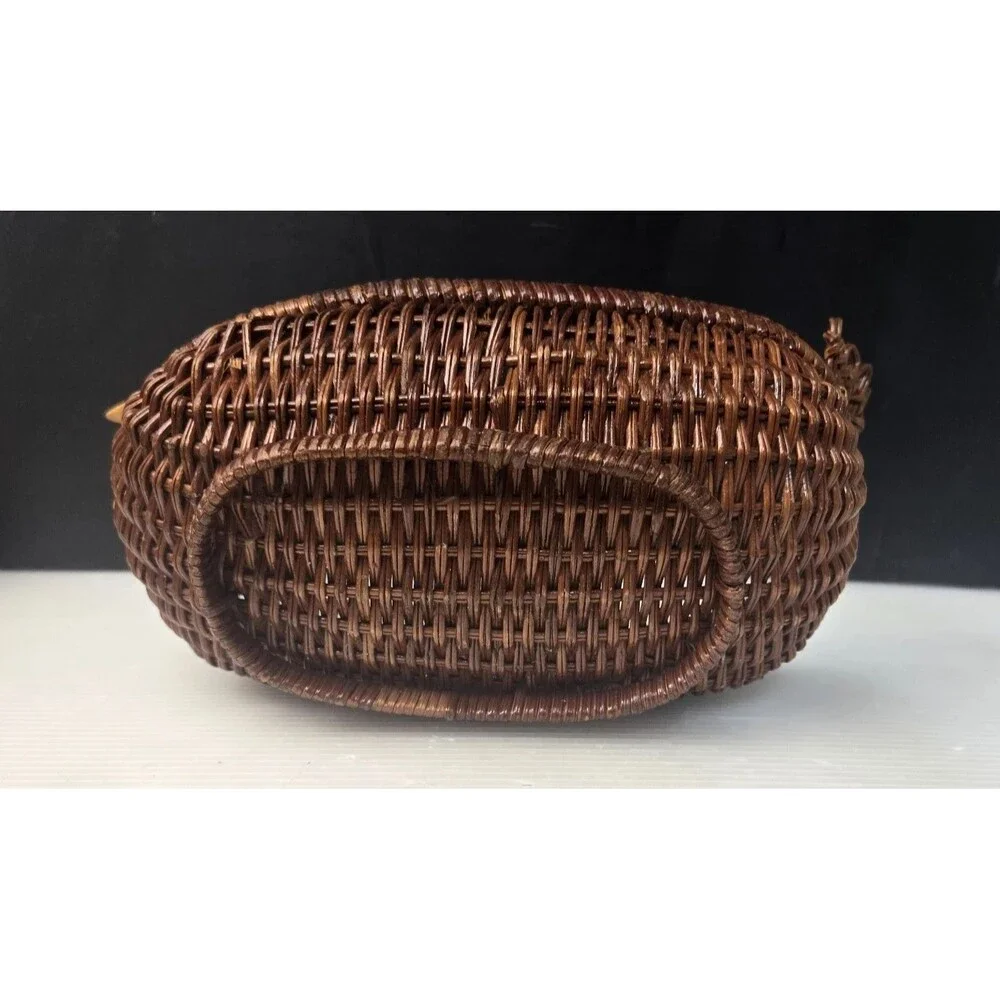 Vintage Wicker Rattan Rooster Chicken Basket Planter Handwoven Farmhouse Decor